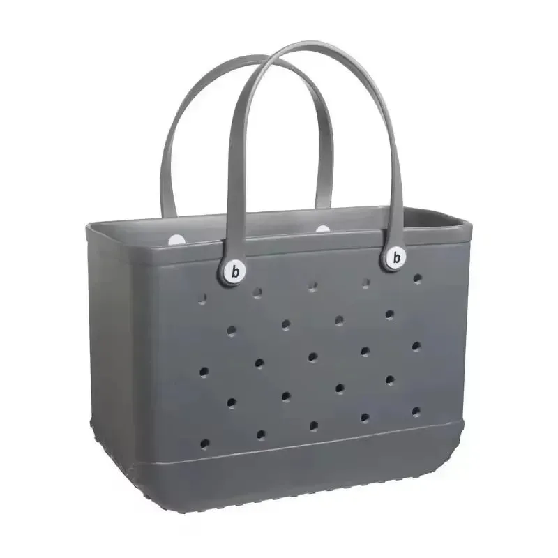M/L/XL Fashion Beach Bags EVA Rubber Waterproof Storage Baskets Travel Shopping Handbag Women Shoulder Solid Color Tote Bag Bogg