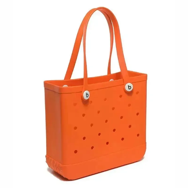 M/L/XL Fashion Beach Bags EVA Rubber Waterproof Storage Baskets Travel Shopping Handbag Women Shoulder Solid Color Tote Bag Bogg