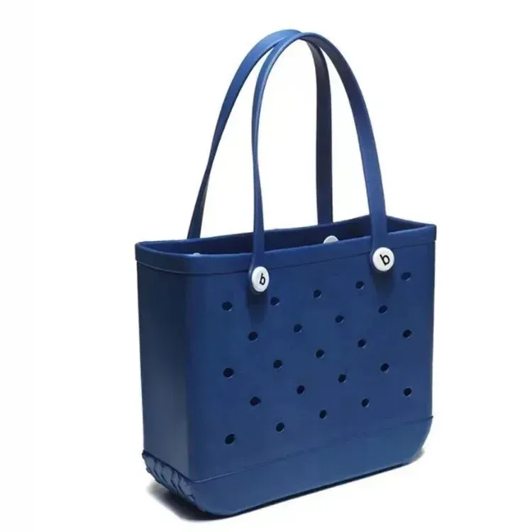 M/L/XL Fashion Beach Bags EVA Rubber Waterproof Storage Baskets Travel Shopping Handbag Women Shoulder Solid Color Tote Bag Bogg