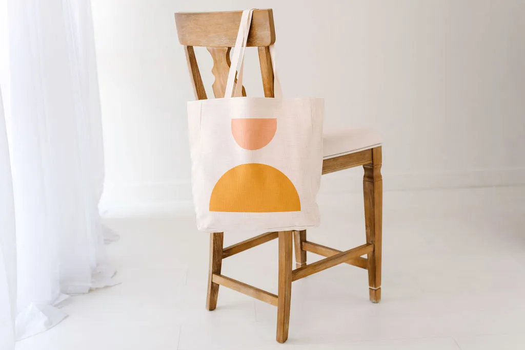 Mod Boho Half Circle Linen Tote Bag, College Student Gift, Eco Friendly, Mother's Day Gift,Christmas Gift