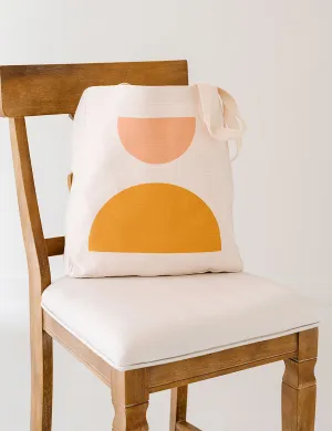 Mod Boho Half Circle Linen Tote Bag, College Student Gift, Eco Friendly, Mother's Day Gift,Christmas Gift