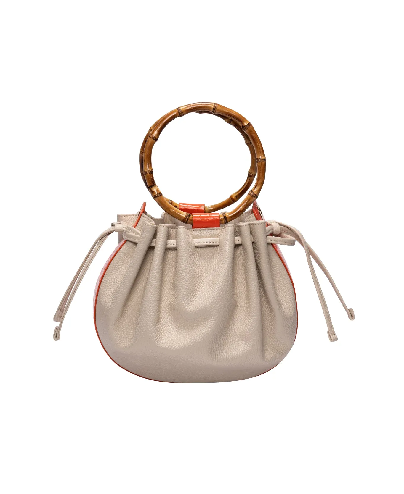 Moon bucket Bamboo bag Off-white and orange