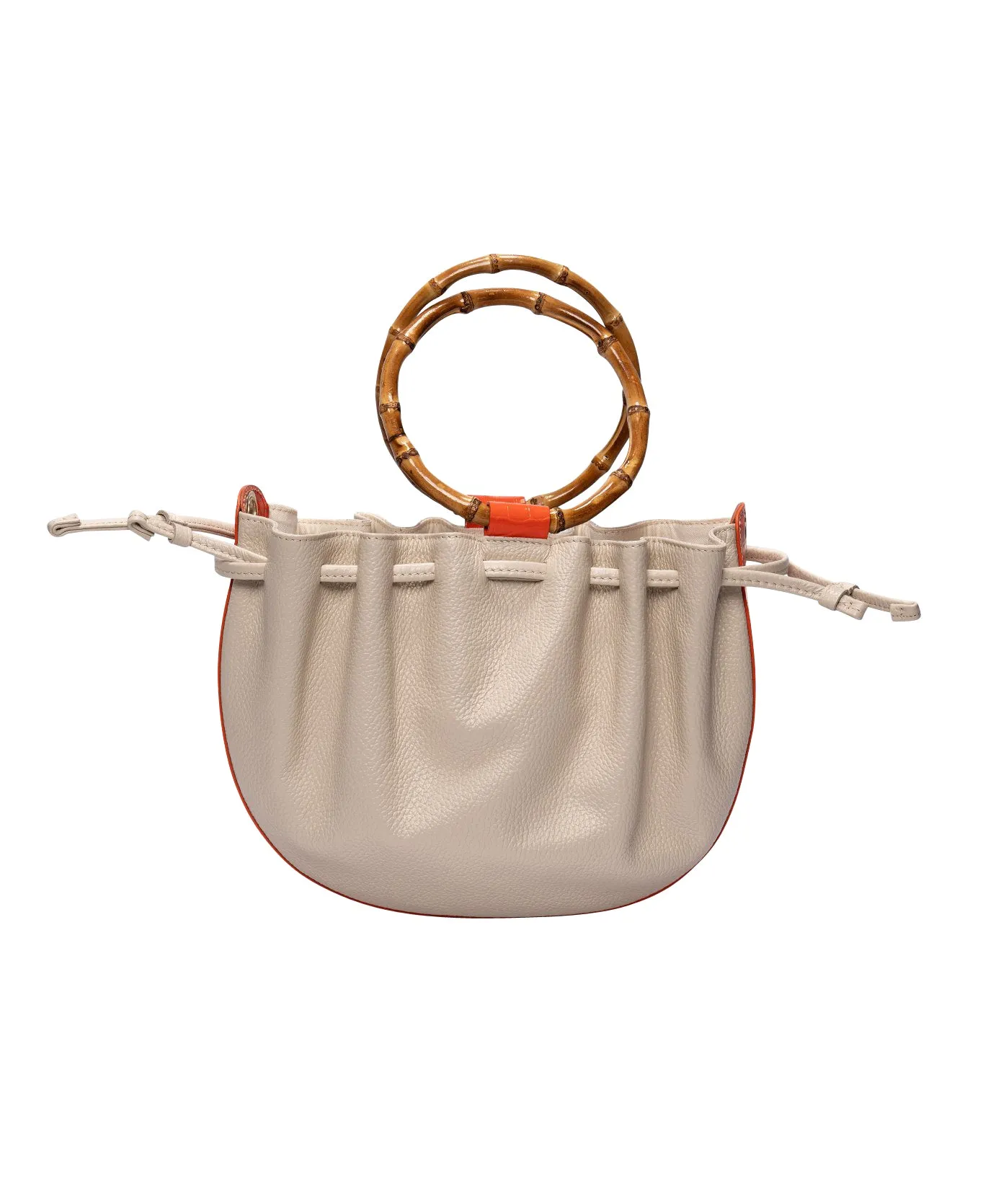 Moon bucket Bamboo bag Off-white and orange