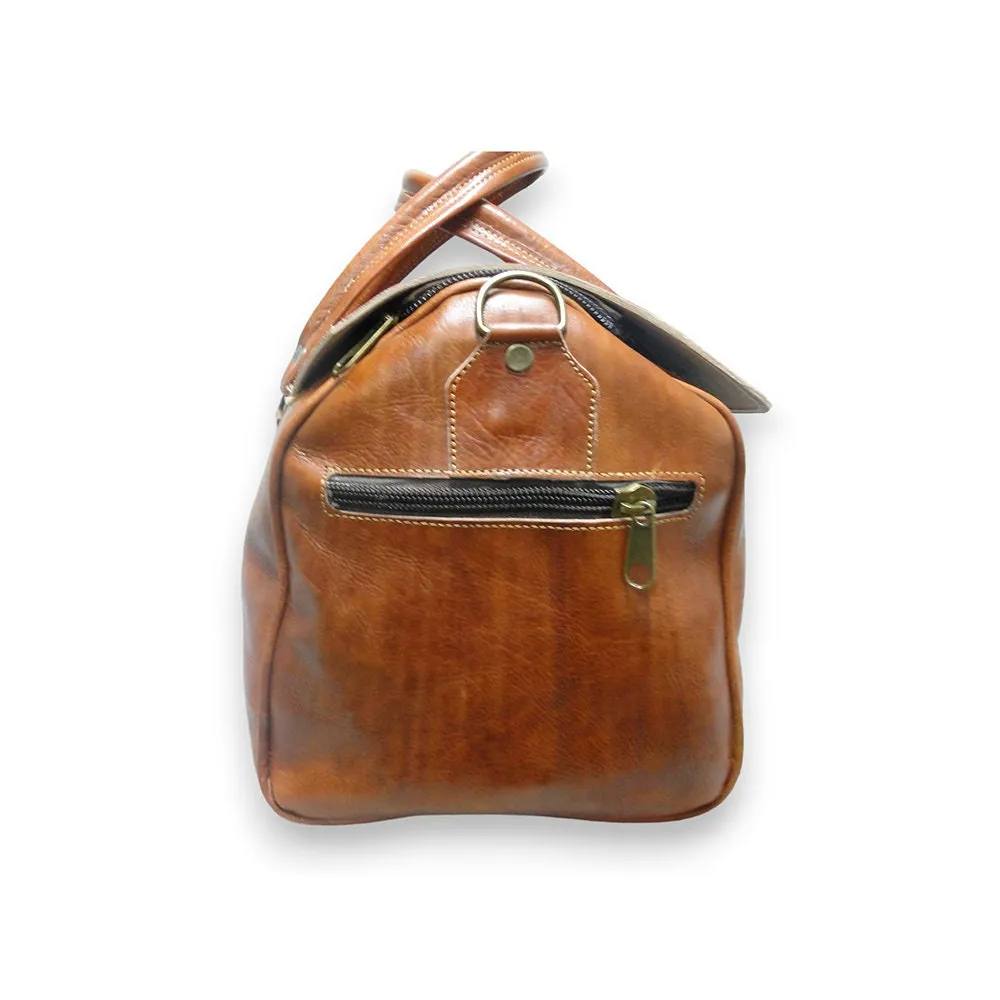 Moroccan Leather Artisanal Travel Bag - Leather Travel bag