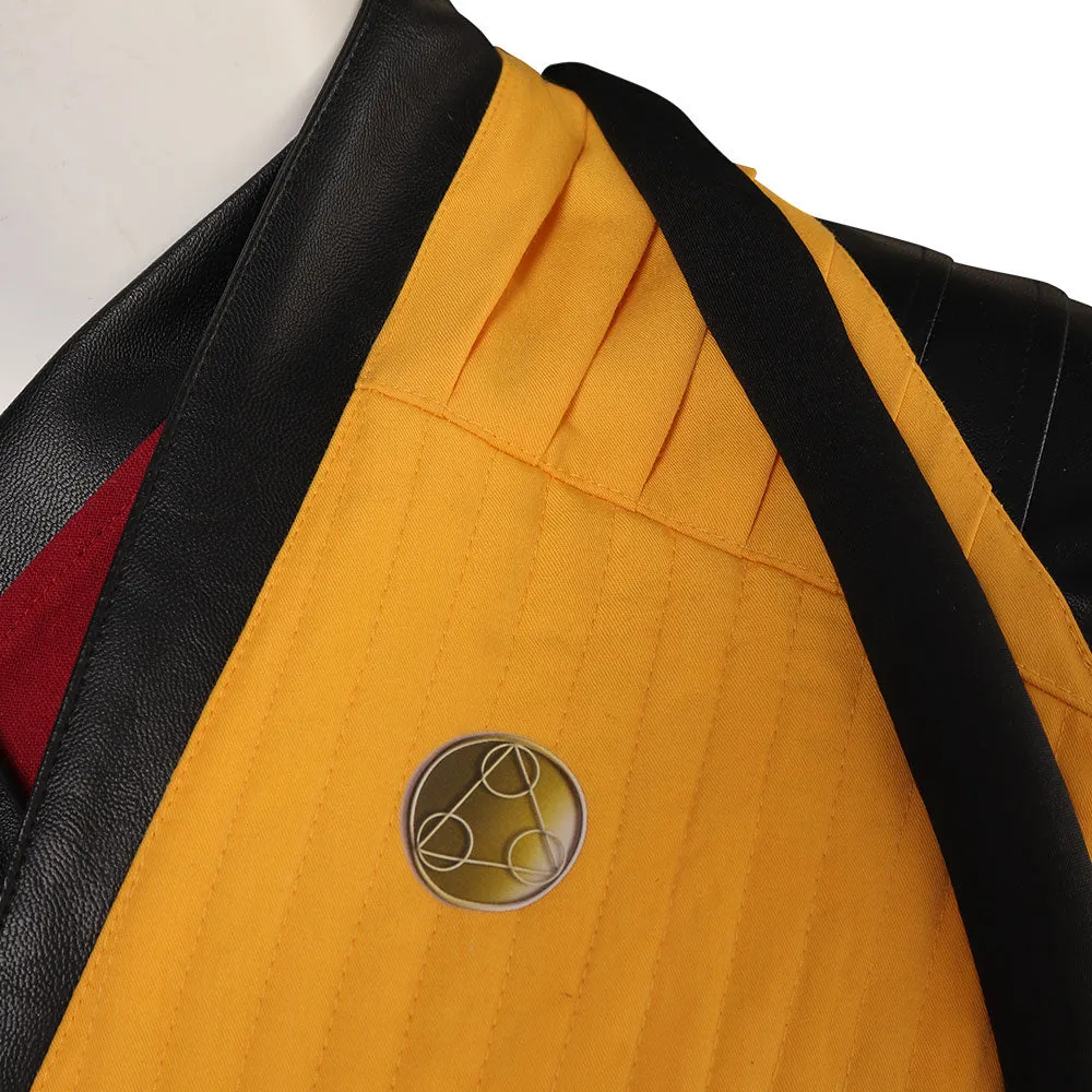 Mortal Kombat Scorpion Cosplay Costume Men Vest Pants Belt Outfits Halloween Carnival Suit