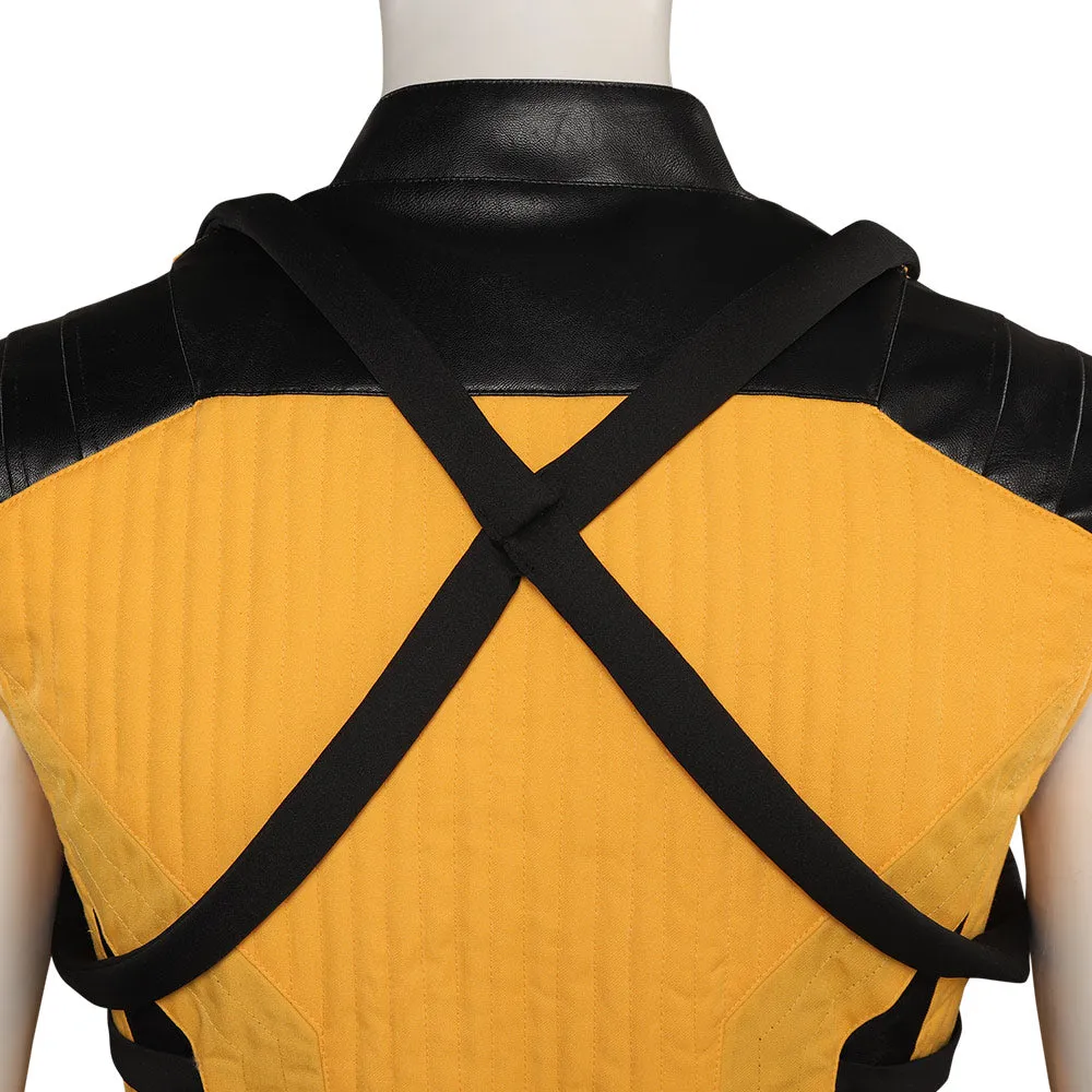 Mortal Kombat Scorpion Cosplay Costume Men Vest Pants Belt Outfits Halloween Carnival Suit