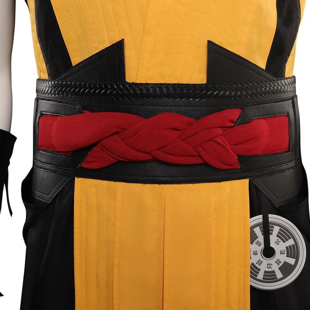 Mortal Kombat Scorpion Cosplay Costume Men Vest Pants Belt Outfits Halloween Carnival Suit