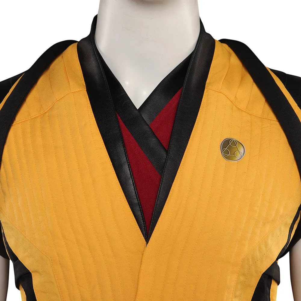 Mortal Kombat Scorpion Cosplay Costume Men Vest Pants Belt Outfits Halloween Carnival Suit