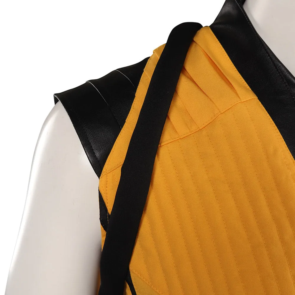 Mortal Kombat Scorpion Cosplay Costume Men Vest Pants Belt Outfits Halloween Carnival Suit