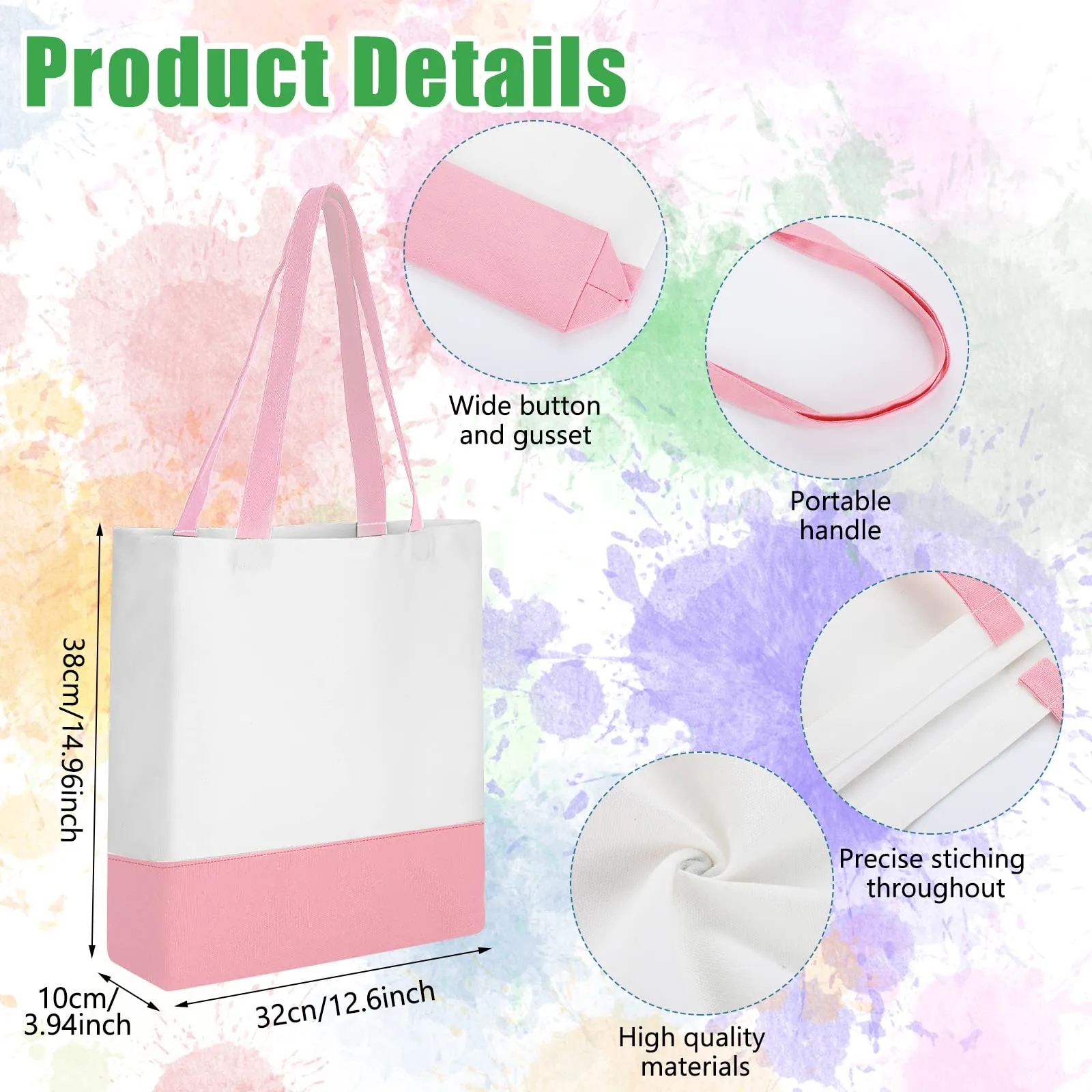Moukeren 24 Pcs Canvas Tote Bag Bulk DIY Sublimation Blank Bag with Zipper Cosmetic Makeup Bag for Christmas Craft Gift(Patch)