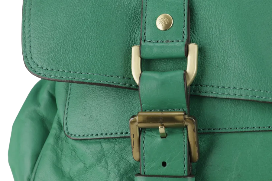 MULBERRY ALEXA 2 WAY SHOULDER BAG LARGE GREEN LEATHER GOLD HARDWARE (5167571) WITH LONG STRAP AND DUST COVER