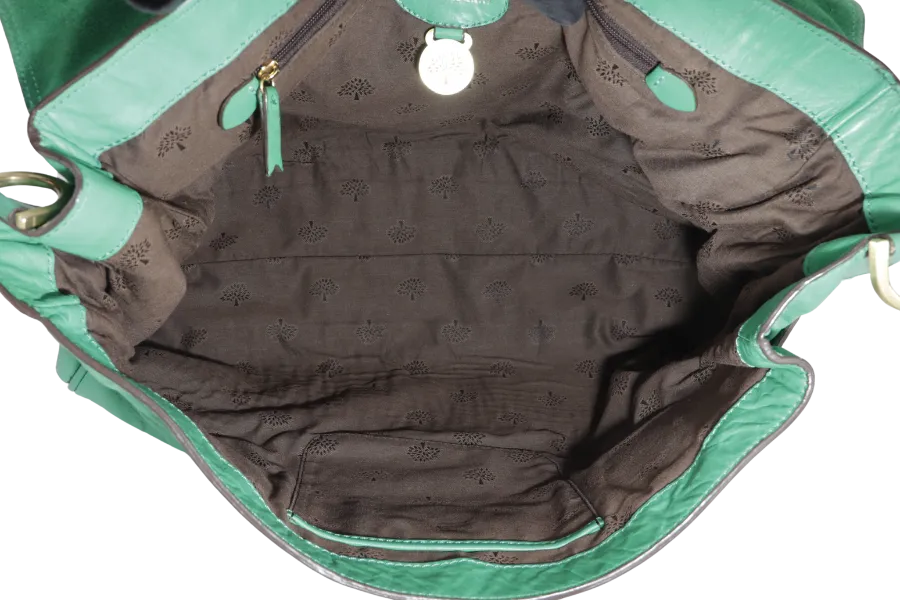 MULBERRY ALEXA 2 WAY SHOULDER BAG LARGE GREEN LEATHER GOLD HARDWARE (5167571) WITH LONG STRAP AND DUST COVER