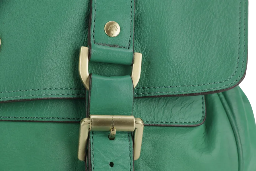MULBERRY ALEXA 2 WAY SHOULDER BAG LARGE GREEN LEATHER GOLD HARDWARE (5167571) WITH LONG STRAP AND DUST COVER