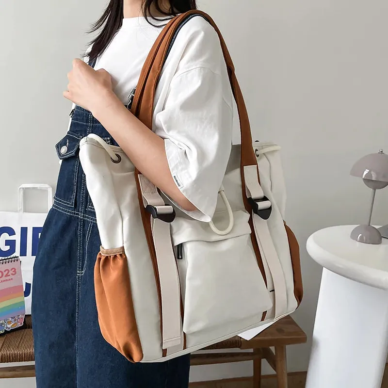 Multi-pocket Large Capacity Nylon Fabric Tote Bag for Womens