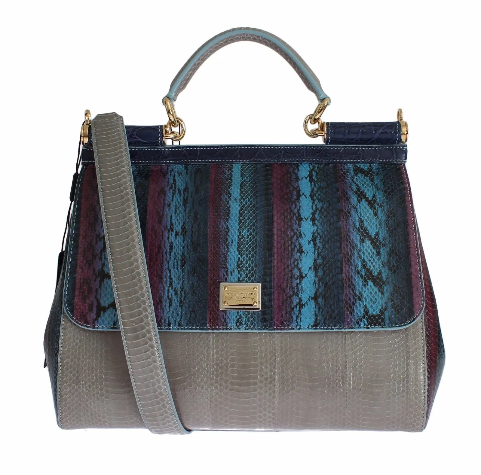 Multicolor Caiman Snakeskin Leather SICILY Handbag