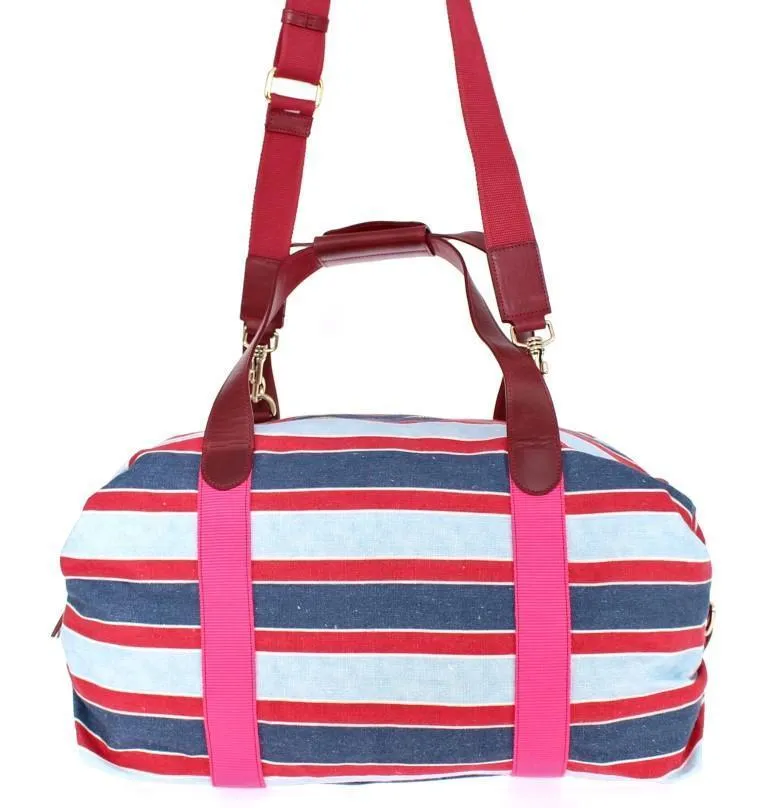 Multicolor striped travel bag