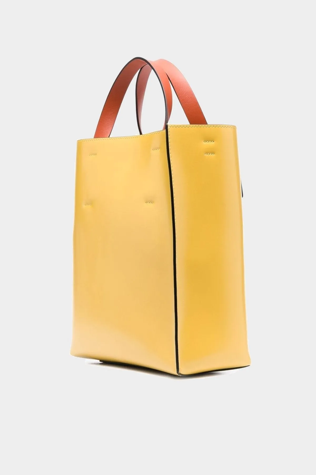 Mustard Museo Leather Bag with Purple Pocket