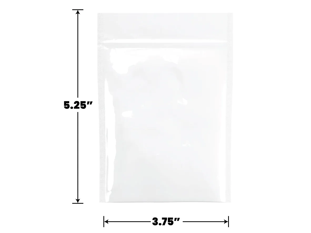 Mylar Bag Opaque White - 1/8 Oz - 3.5 Grams - (100 to 50,000 Count)