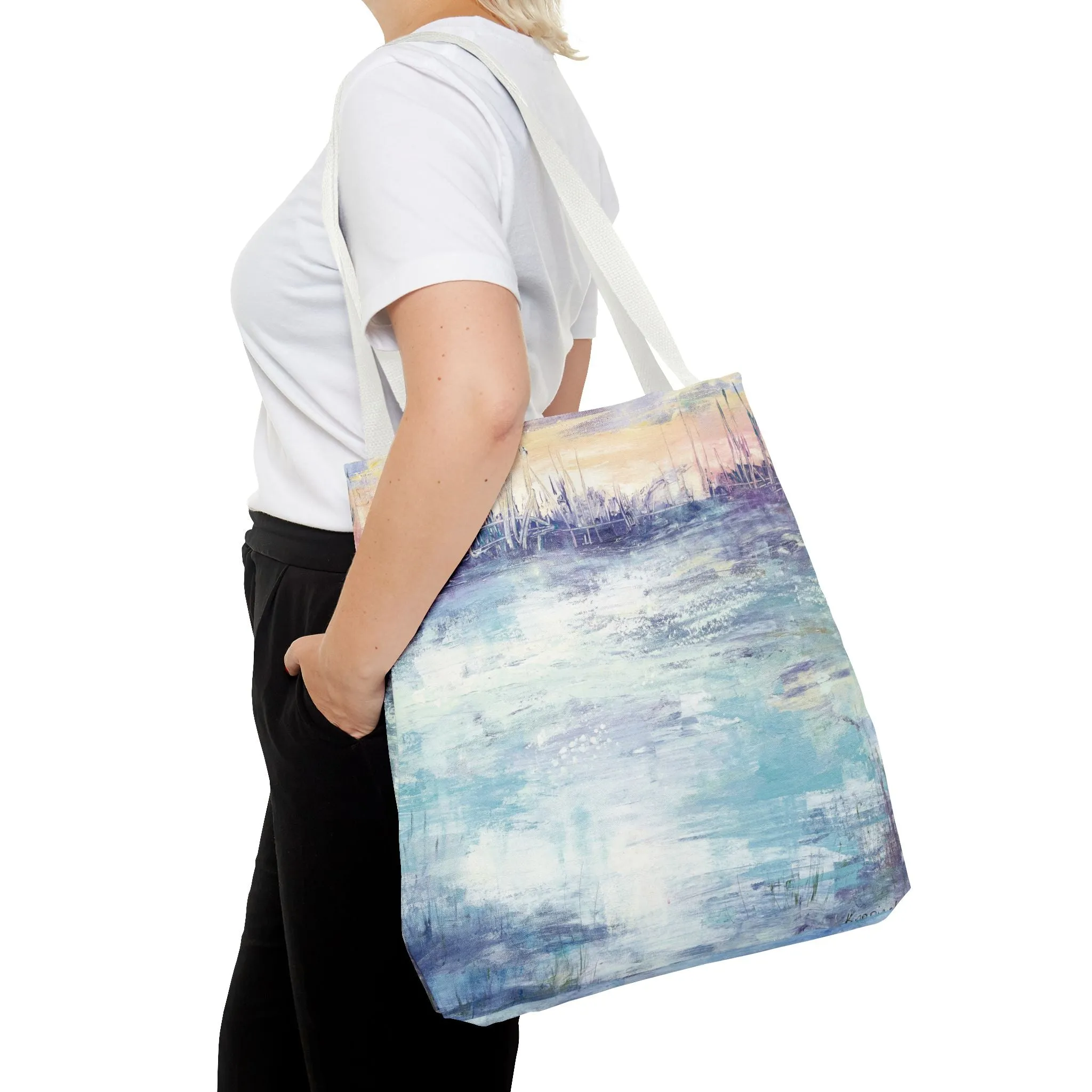 Nature Beach Landscape Art Tote Bag Canvas Shopping Bag - Flow of Life by Leslie Karpinski