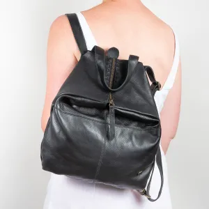 Ncumisa : Leather Backpack in Black Delta