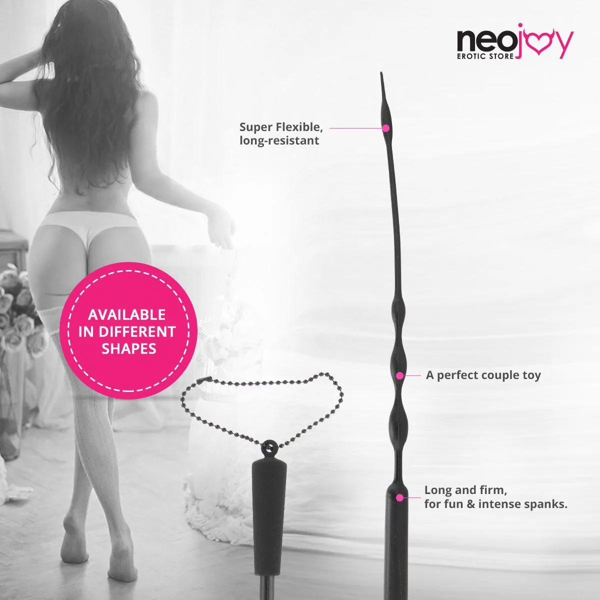 Neojoy Flogger Bondage Spanker Silicone - Black 19.68 inch - 50cm
