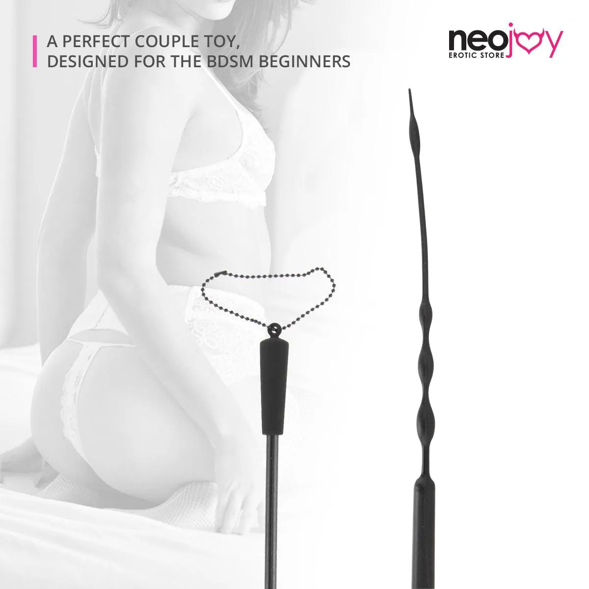 Neojoy Flogger Bondage Spanker Silicone - Black 19.68 inch - 50cm