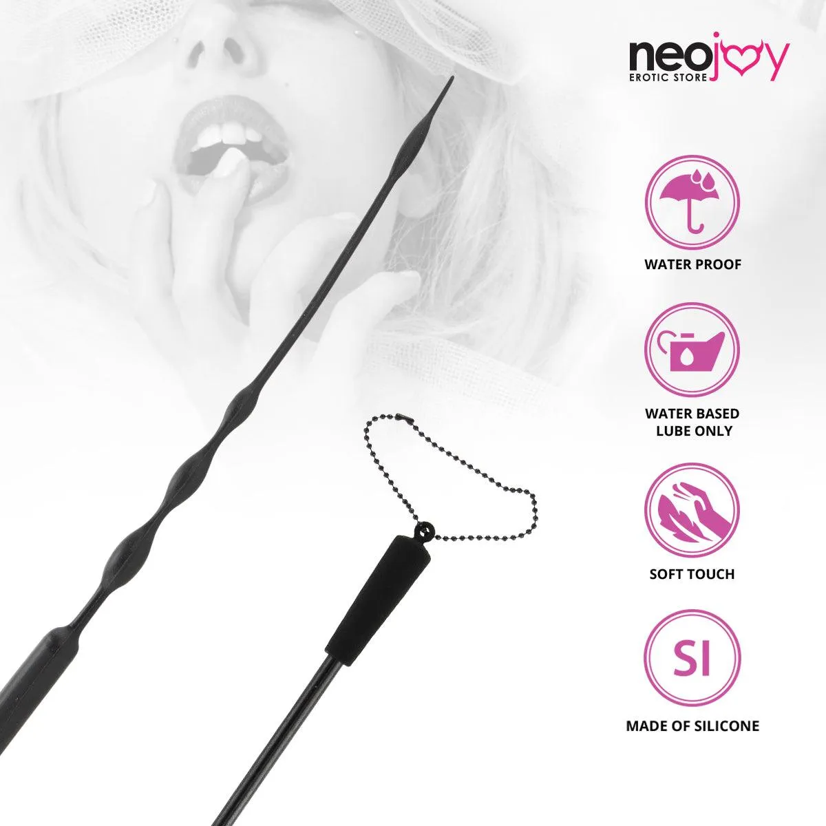 Neojoy Flogger Bondage Spanker Silicone - Black 19.68 inch - 50cm