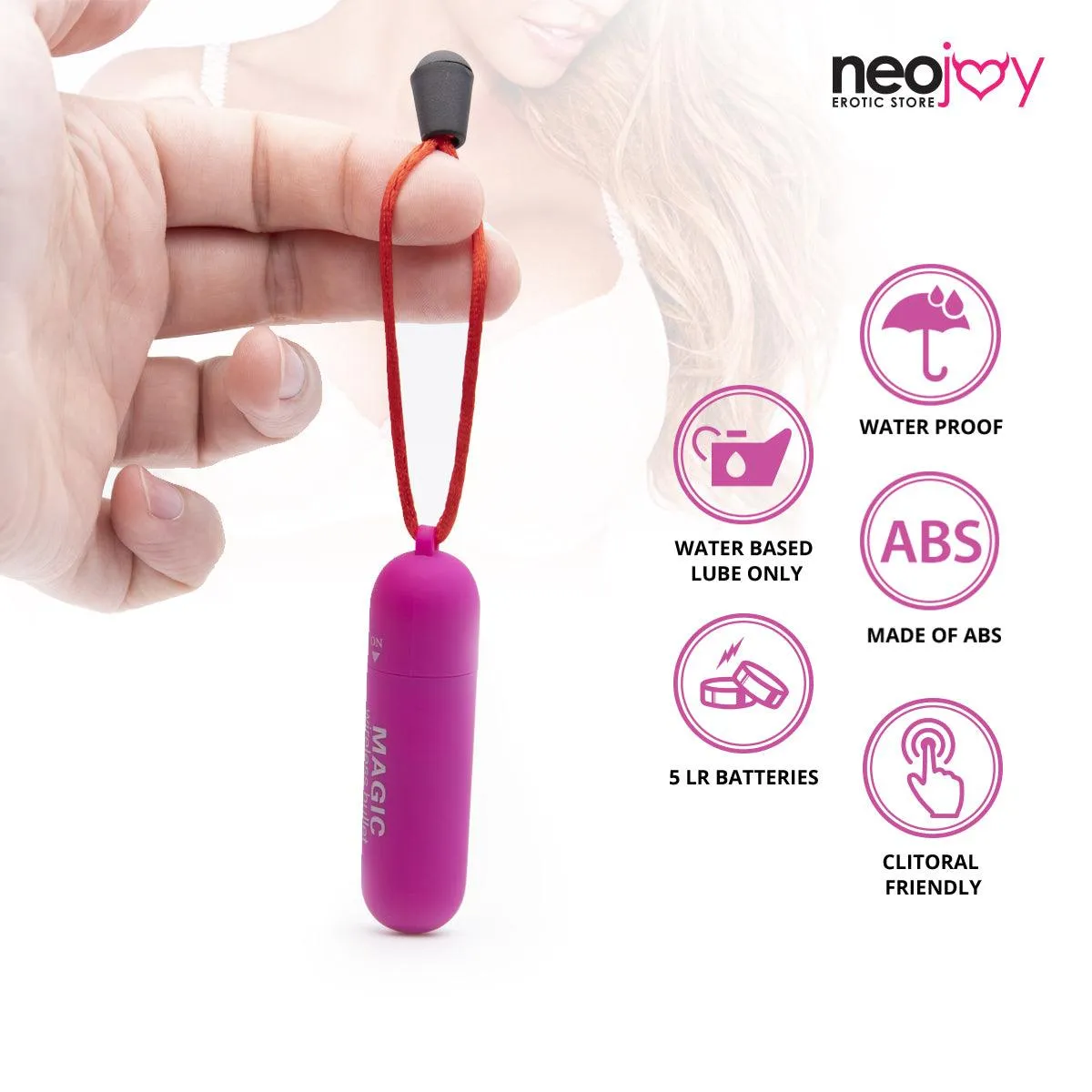Neojoy Slim Bullet - Vibrating Bullet for Full-Body Massage - Beginners Sex Toy for Clitoral, Vaginal, Anal stimulation