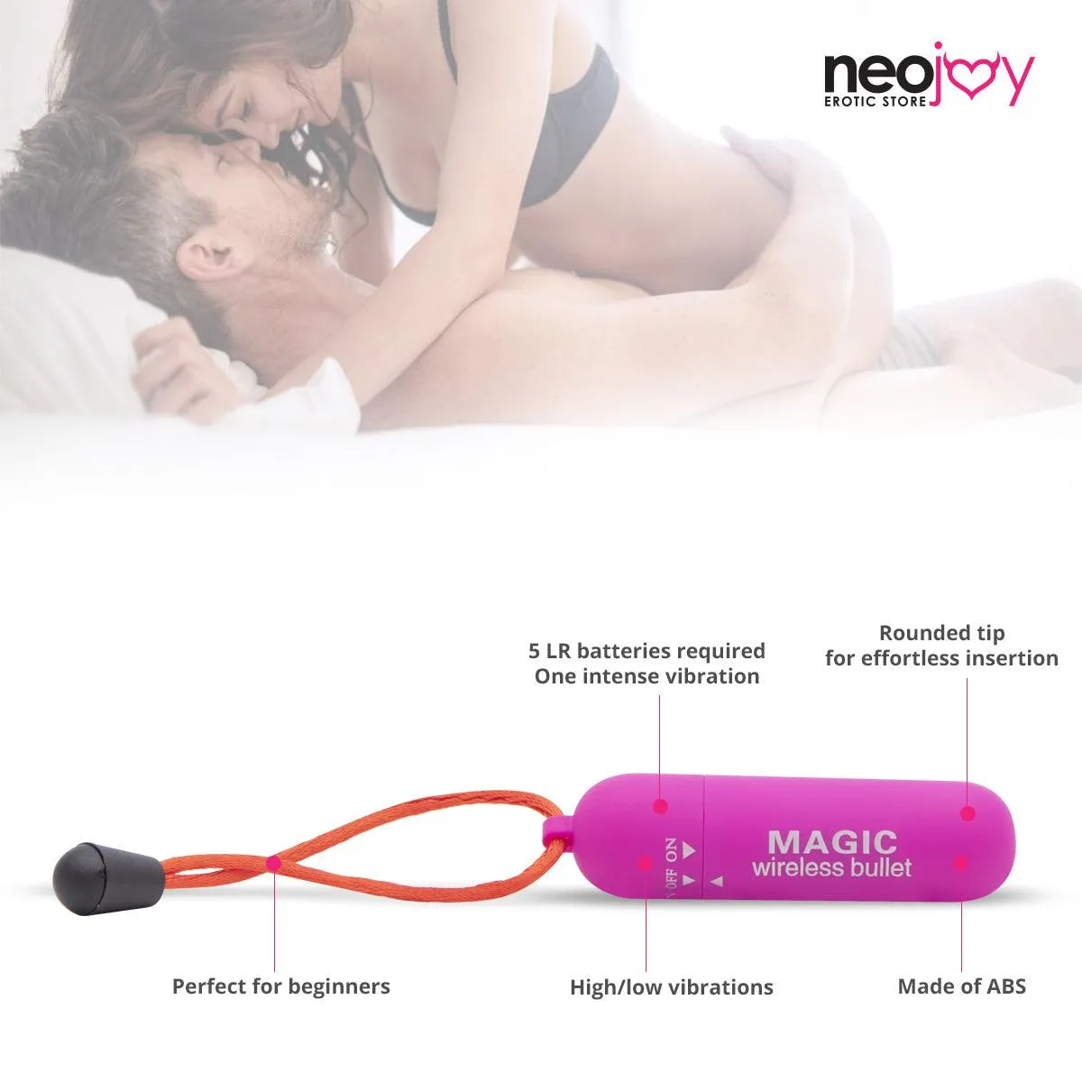 Neojoy Slim Bullet - Vibrating Bullet for Full-Body Massage - Beginners Sex Toy for Clitoral, Vaginal, Anal stimulation