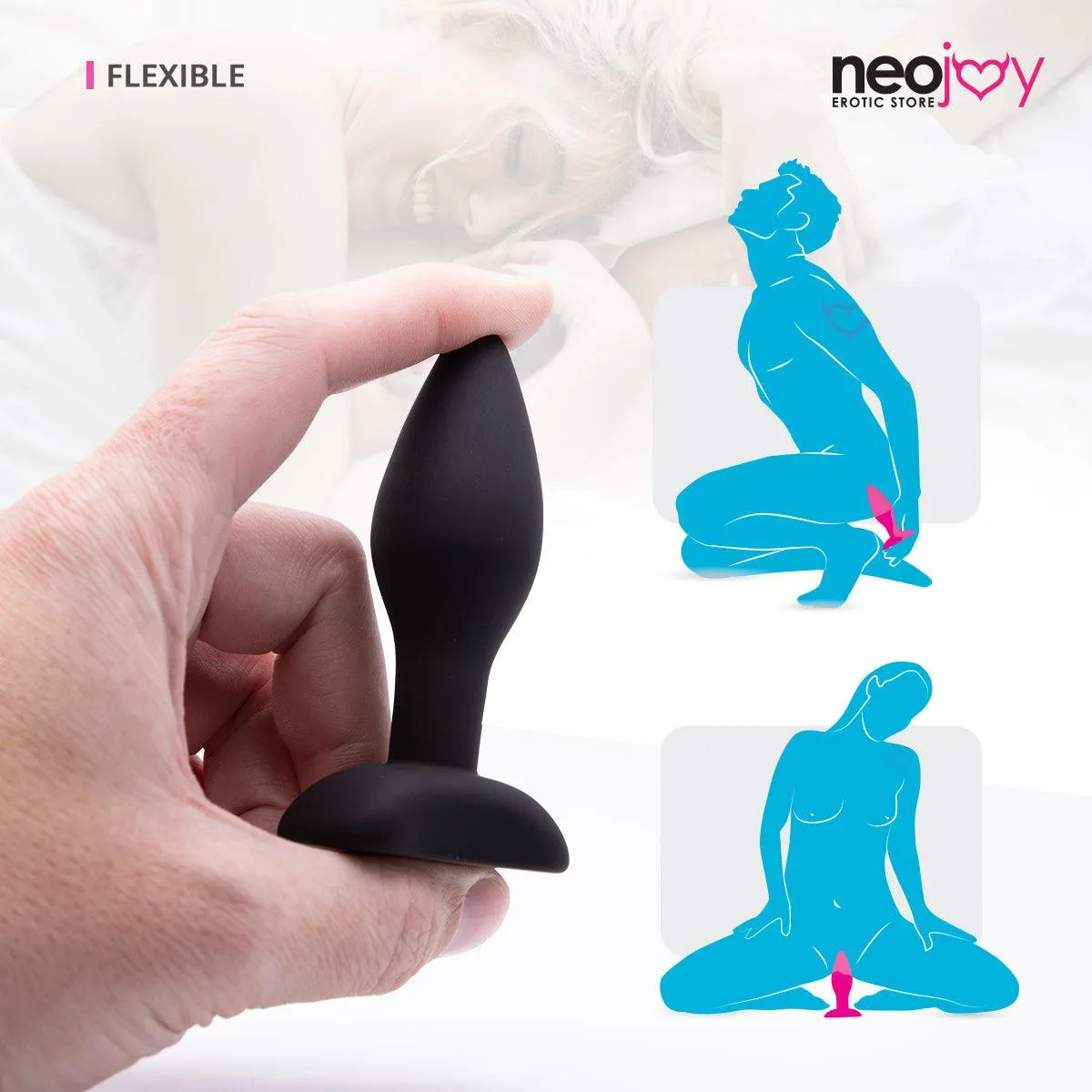 Neojoy Smooth Silicone Small Butt Plug - Up to 5" - Black