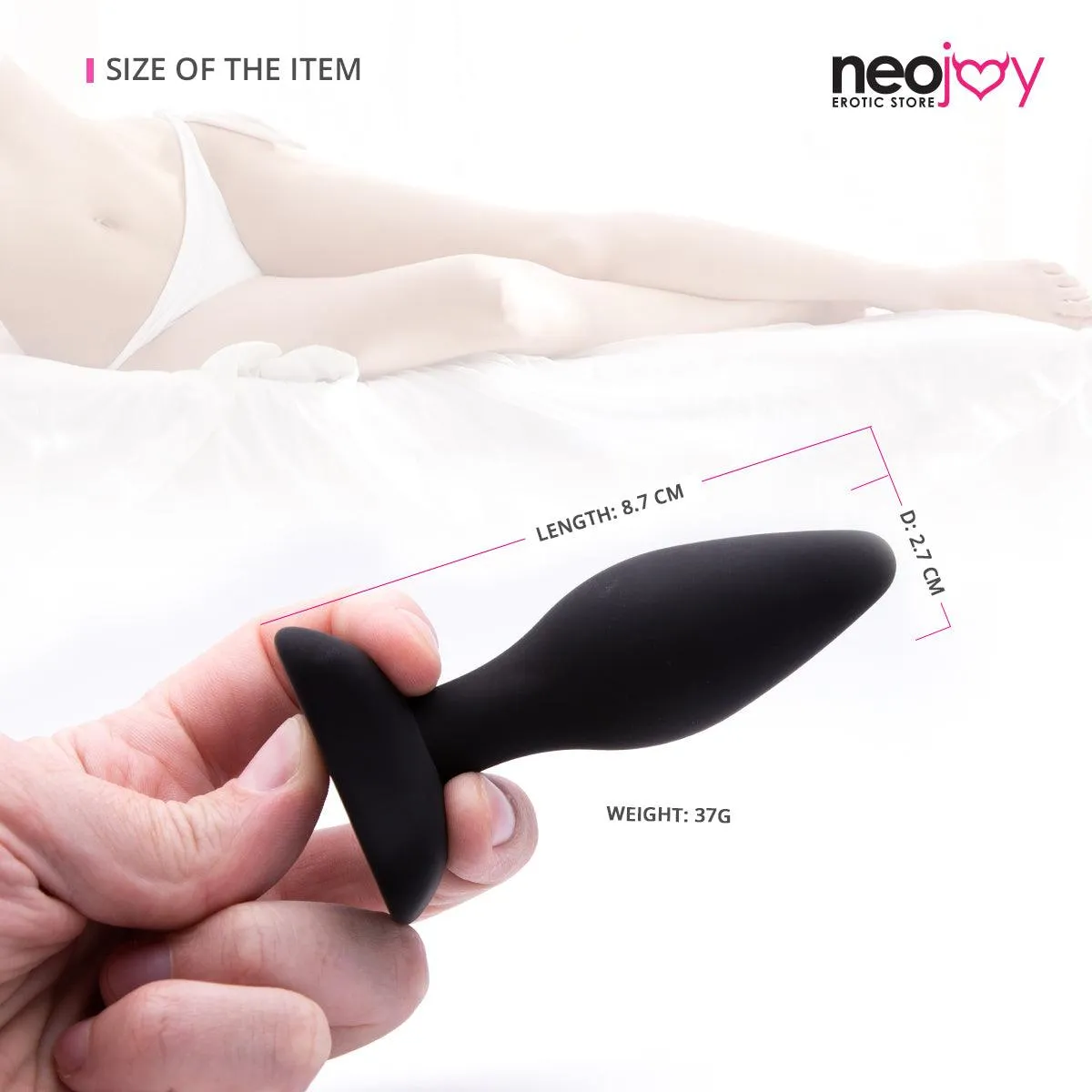 Neojoy Smooth Silicone Small Butt Plug - Up to 5" - Black