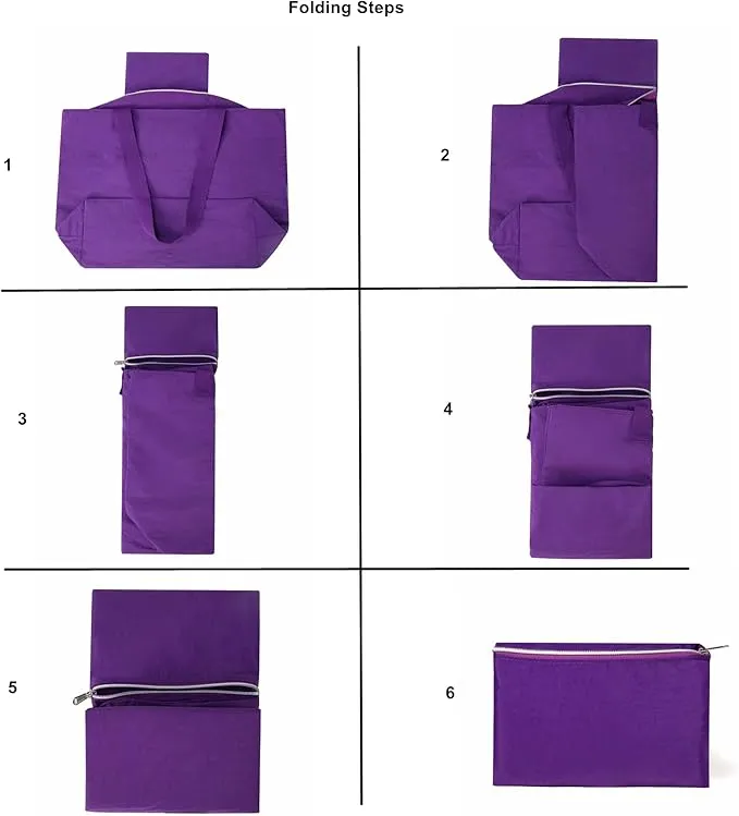New Foldable Packable Zipper Closure Large Tote Bag Nylon Water Resistant Shopping Travel Gym Toy Bag Sandproof Beach Bag (NAVY)