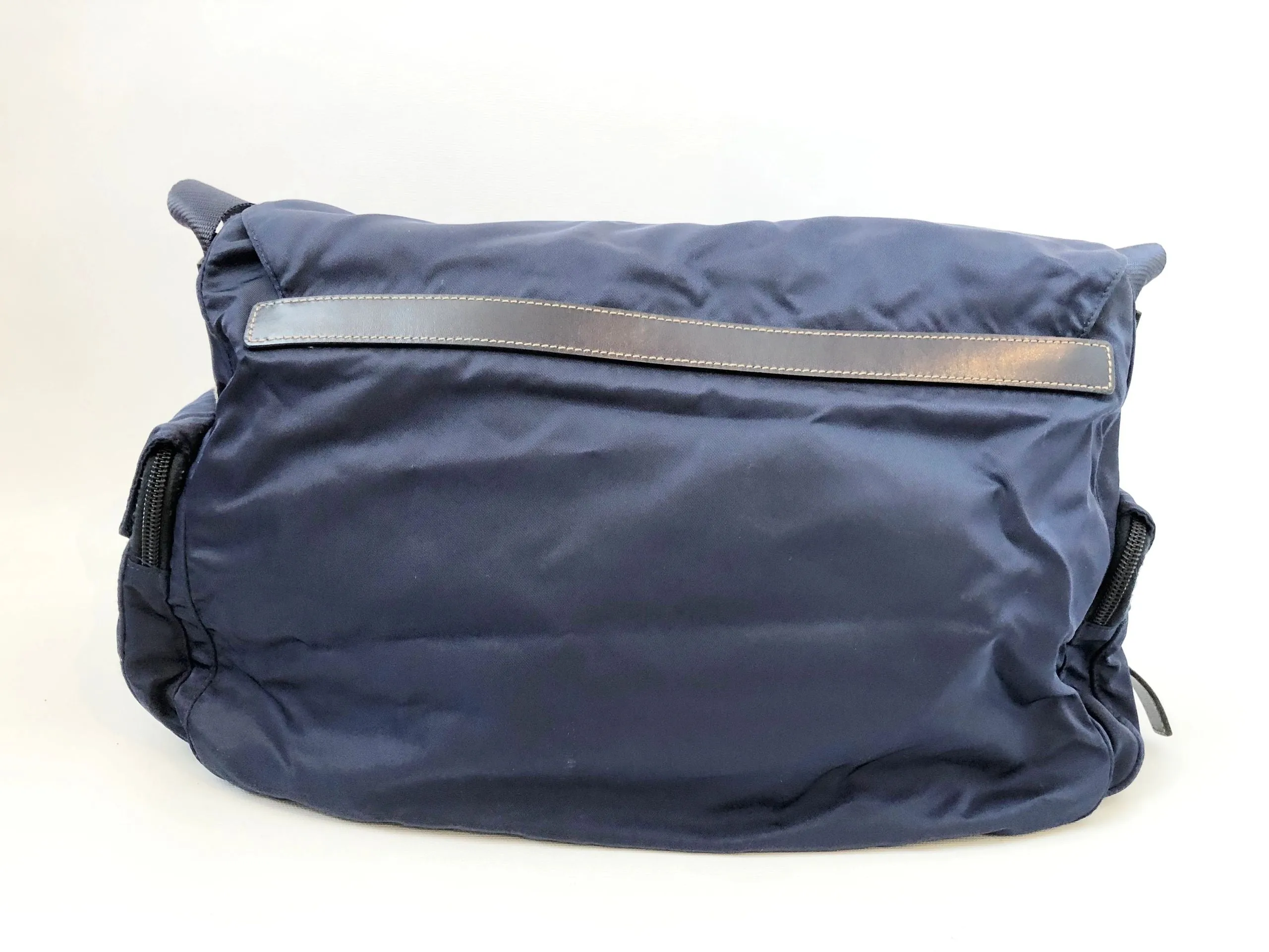 NEW Prada Leather Trim Tessuto Messenger Bag