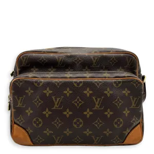Nile Crossbody Bag Brown in Monogram Coated Canvas, Gold hardware