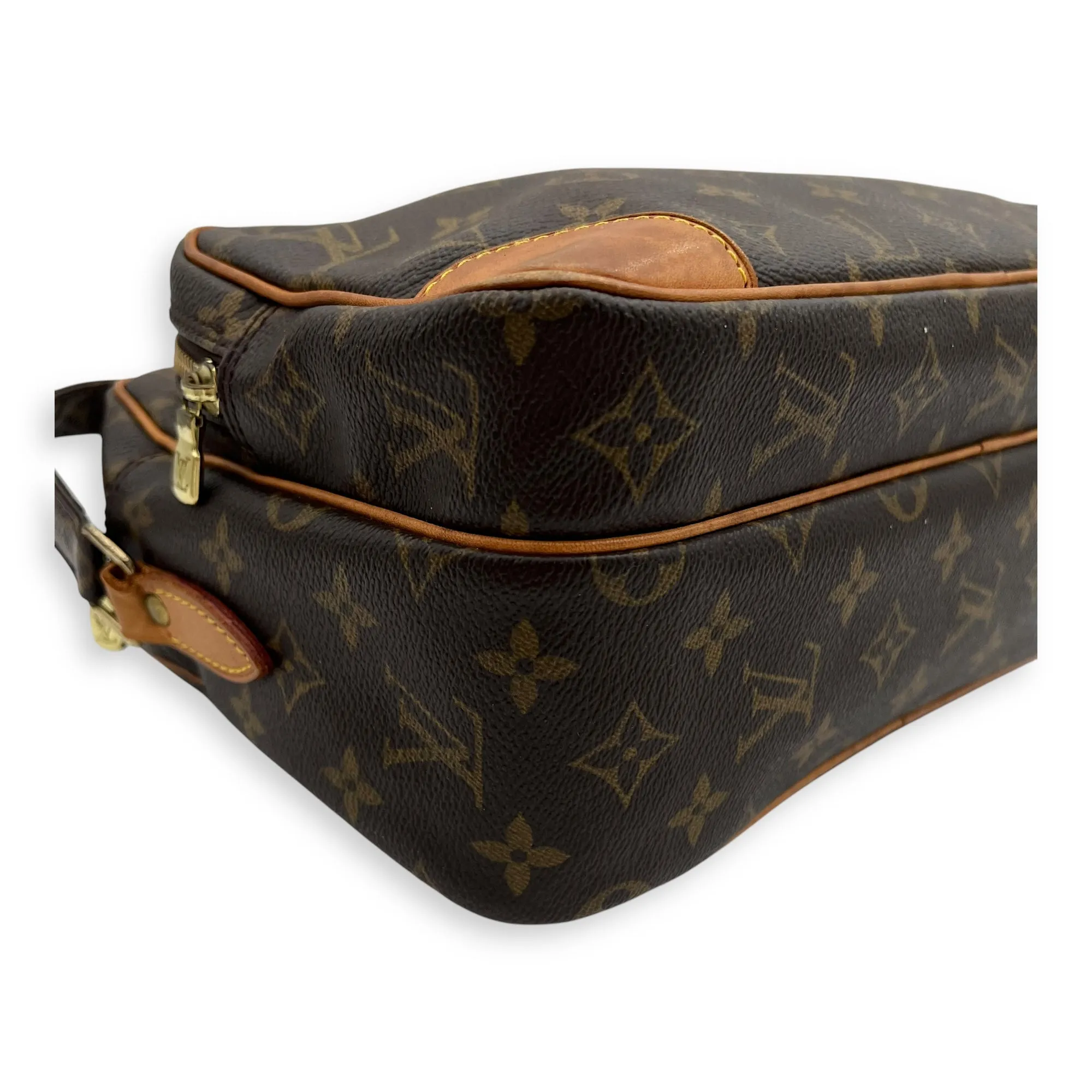 Nile Crossbody Bag Brown in Monogram Coated Canvas, Gold hardware