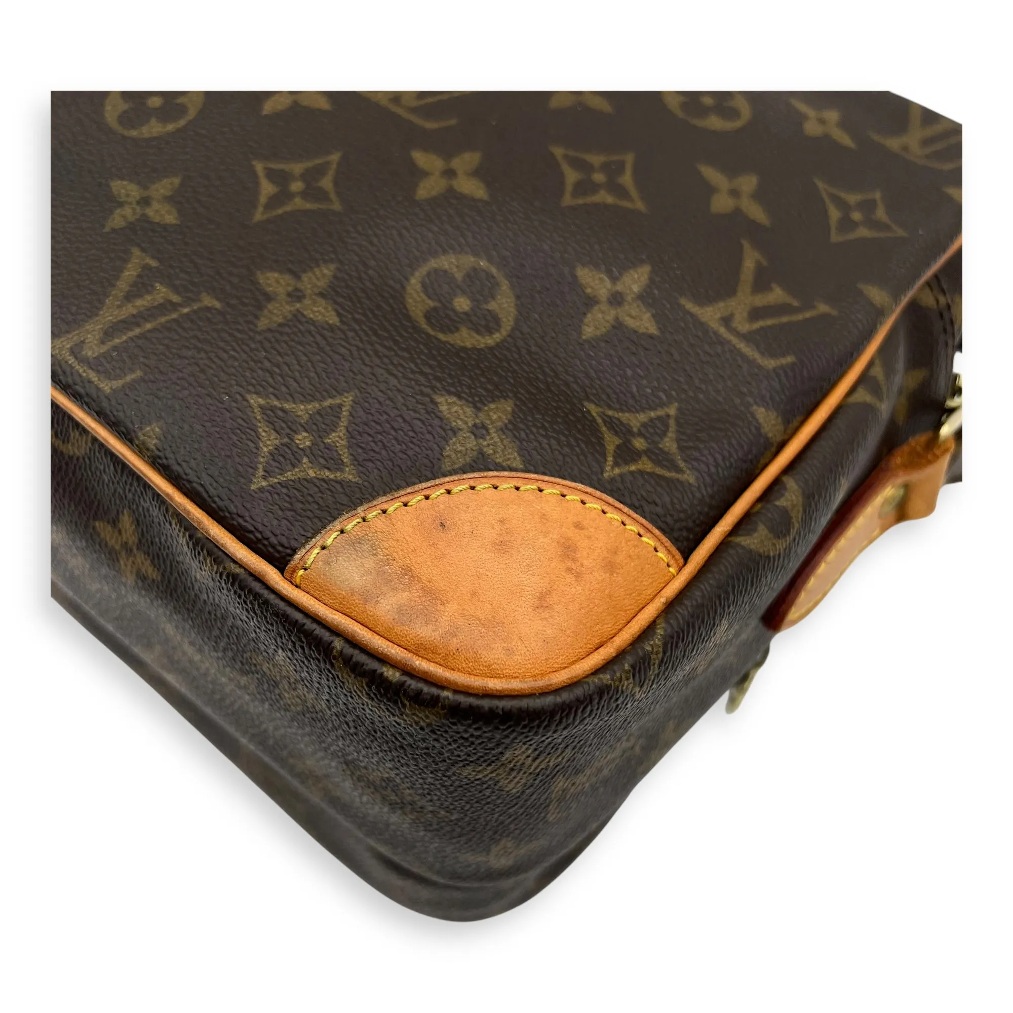 Nile Crossbody Bag Brown in Monogram Coated Canvas, Gold hardware