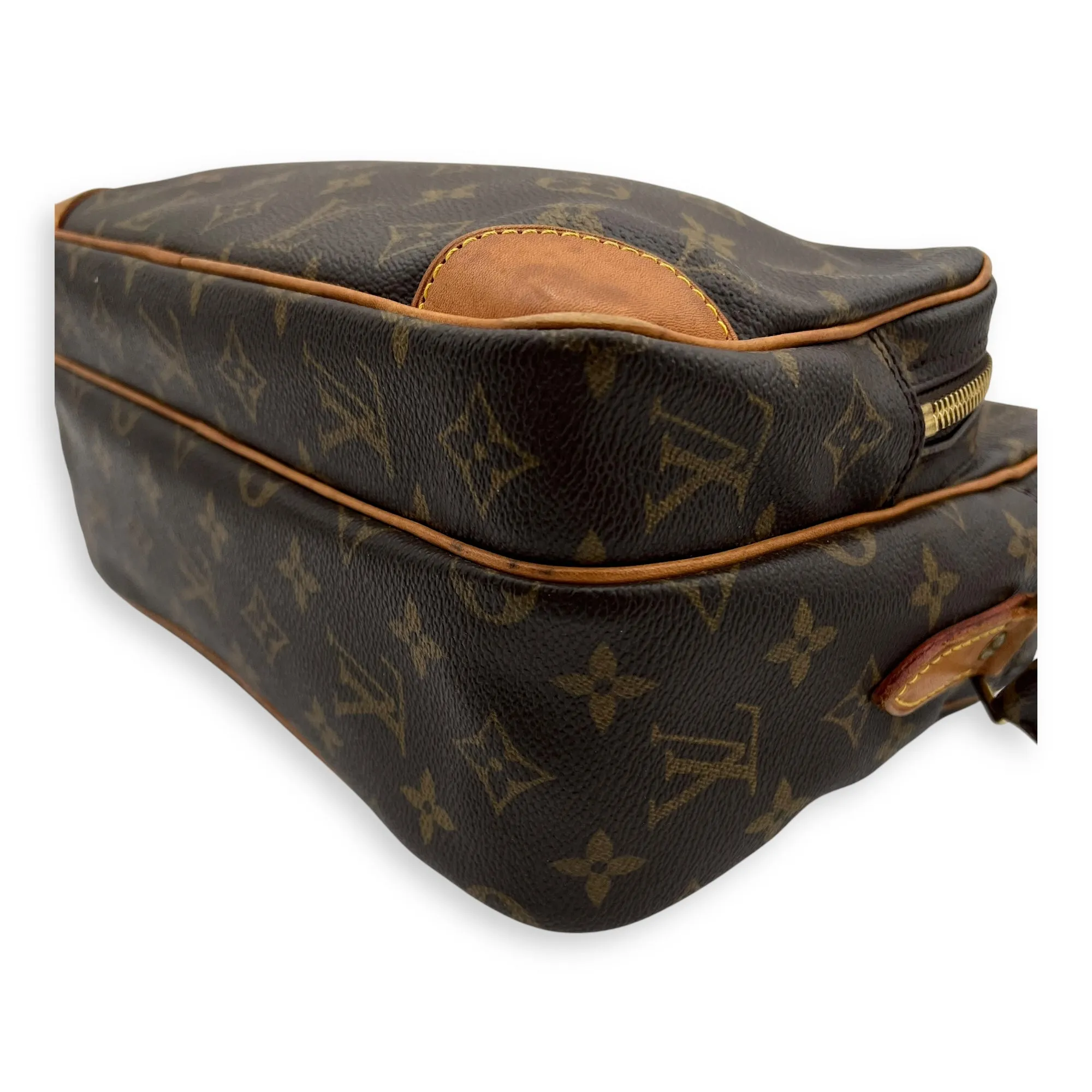 Nile Crossbody Bag Brown in Monogram Coated Canvas, Gold hardware