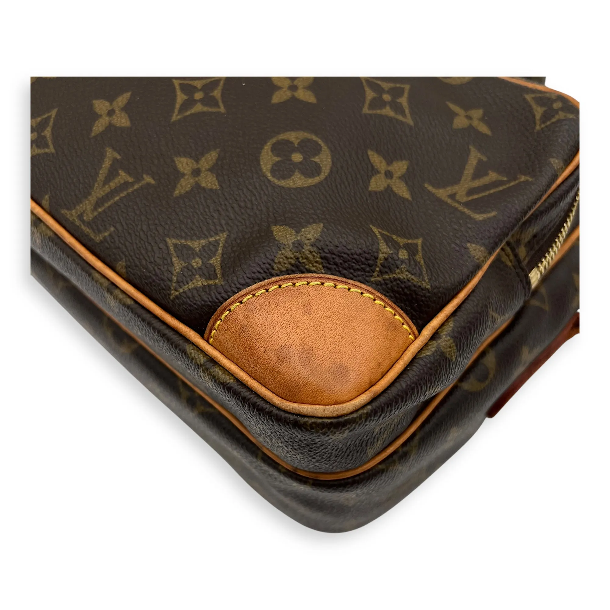Nile Crossbody Bag Brown in Monogram Coated Canvas, Gold hardware