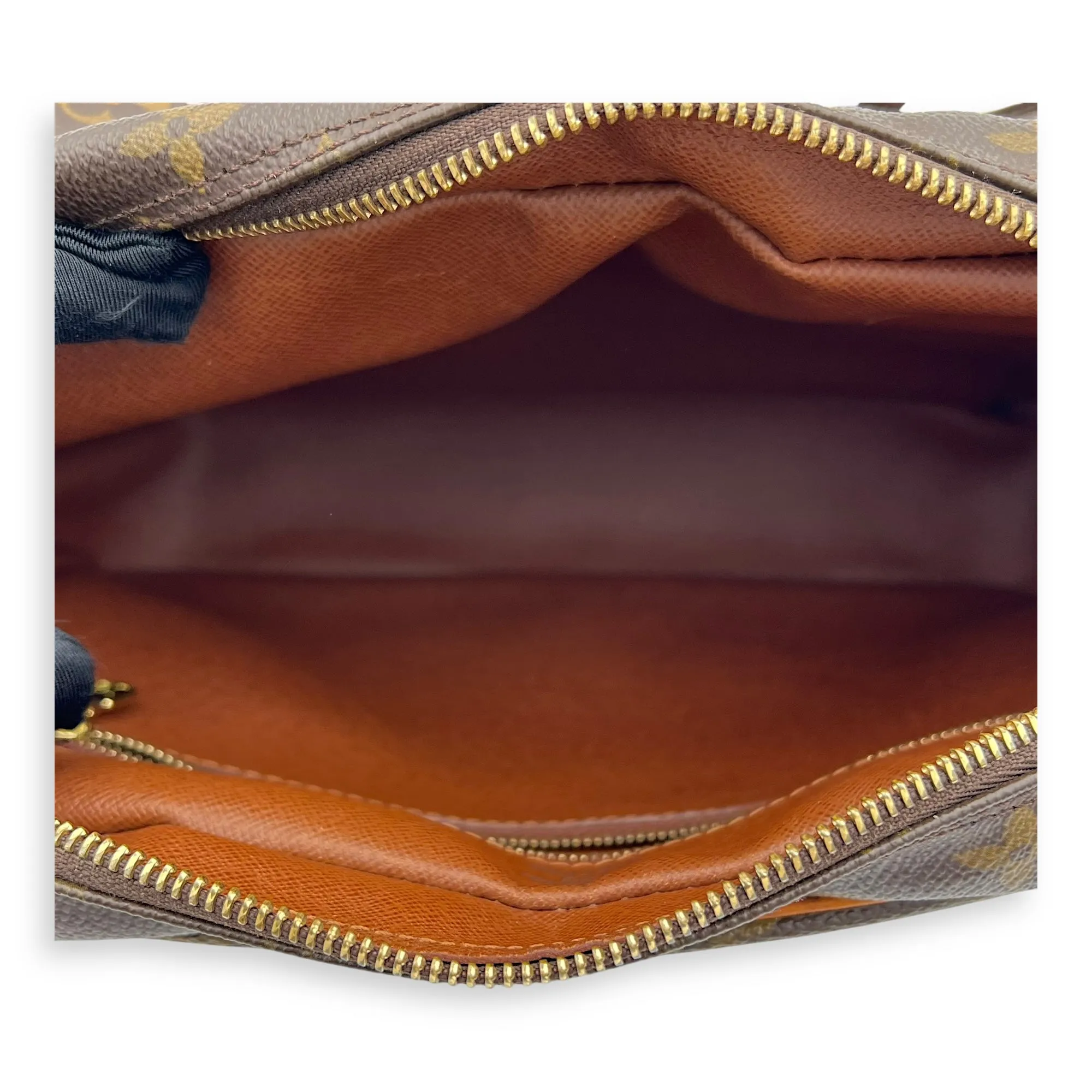 Nile Crossbody Bag Brown in Monogram Coated Canvas, Gold hardware