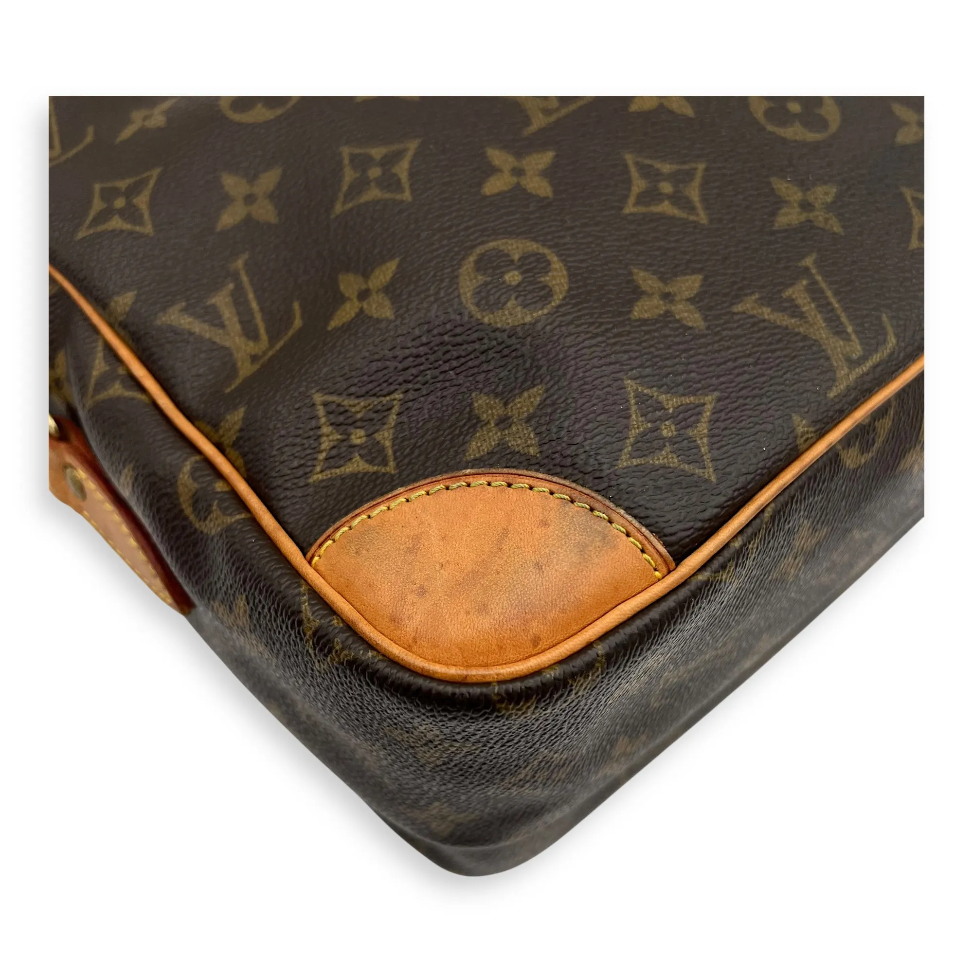 Nile Crossbody Bag Brown in Monogram Coated Canvas, Gold hardware