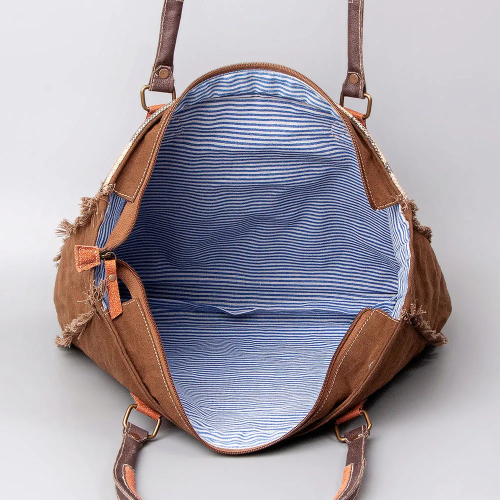 OHLAY WEEKENDER Upcycled Wool Upcycled Canvas Embossed Hair-on Genuine Leather women bag western handbag purse