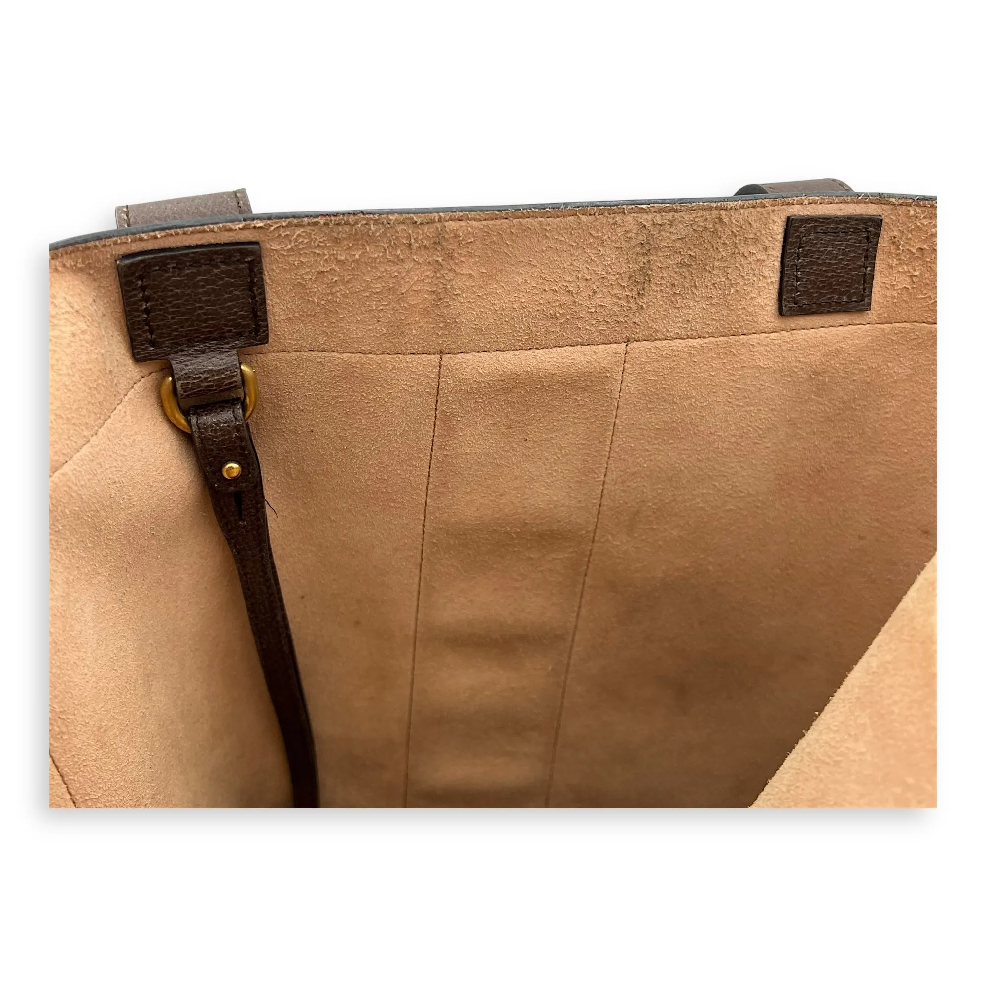 Ophidia Tote Bag Brown in Coated Canvas, Gold hardware