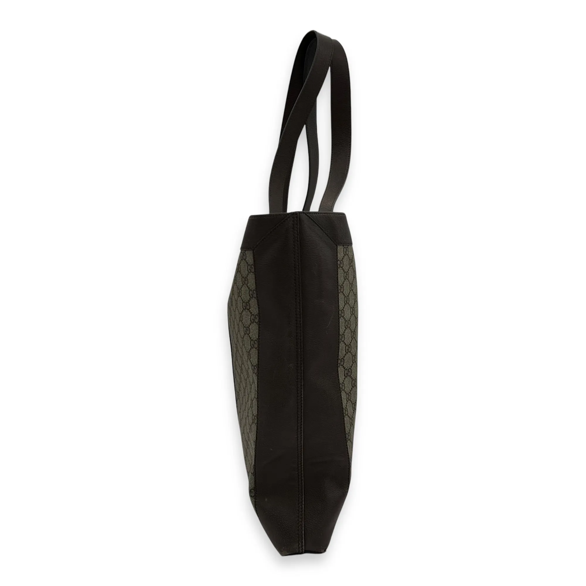 Ophidia Tote Bag Brown in Coated Canvas, Gold hardware