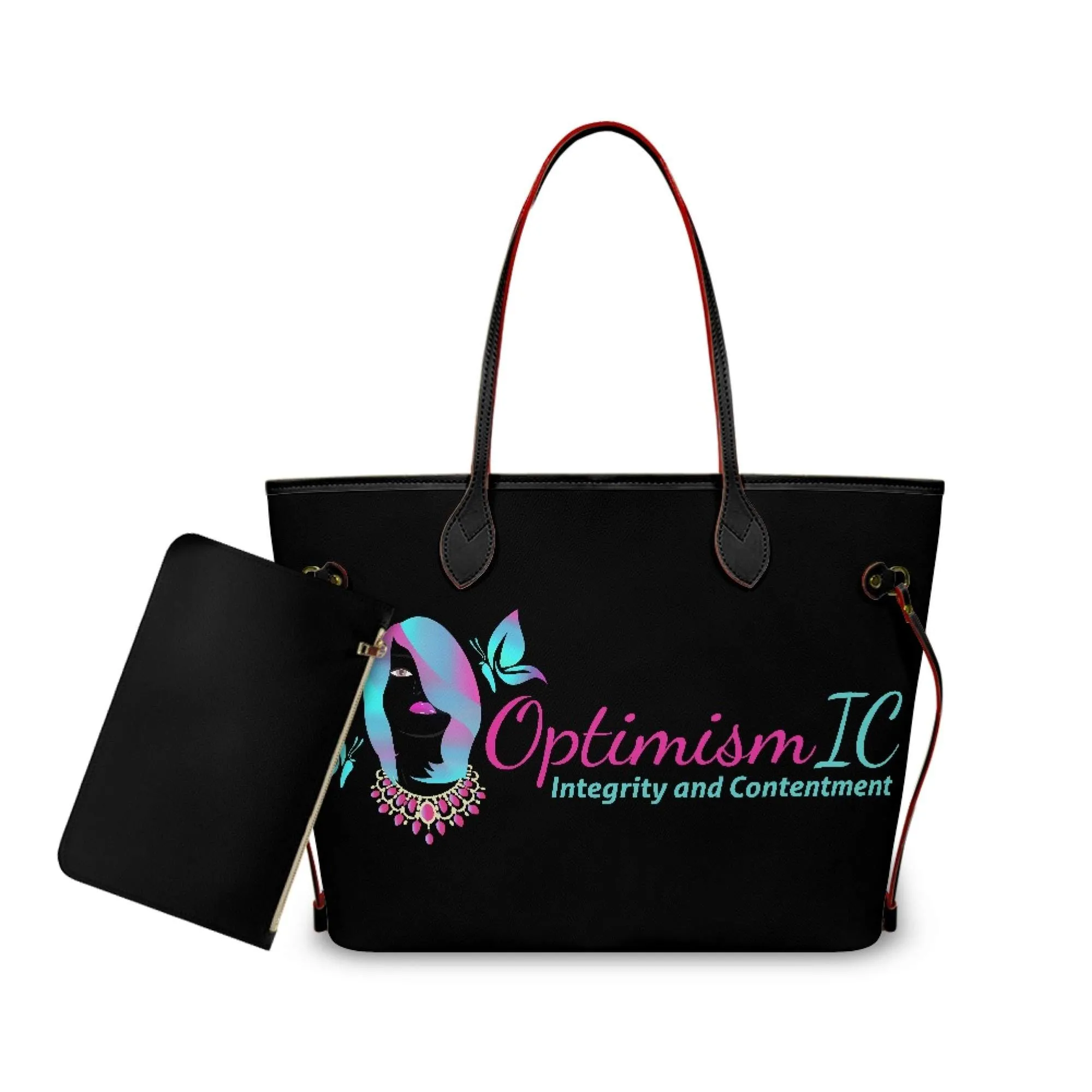 OptimismIC Integrity and Contentment Tote Bags $45 at Optimismic Wigs and Gifts