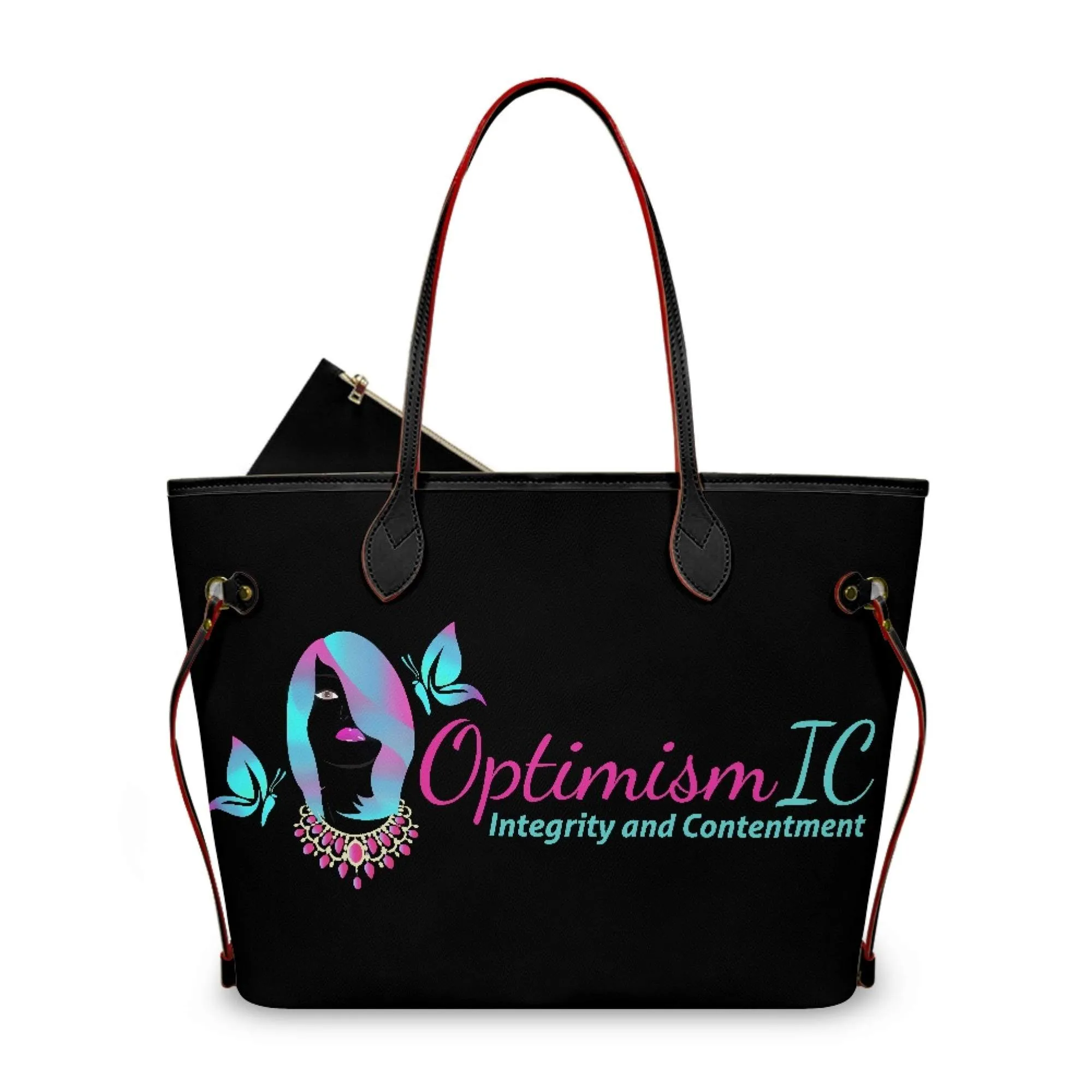 OptimismIC Integrity and Contentment Tote Bags $45 at Optimismic Wigs and Gifts