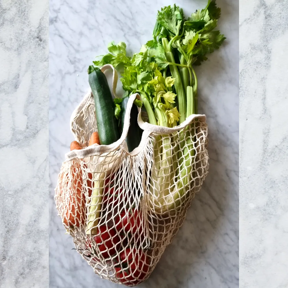 Organic Cotton - Grocery Shopping Mesh Bag - Red