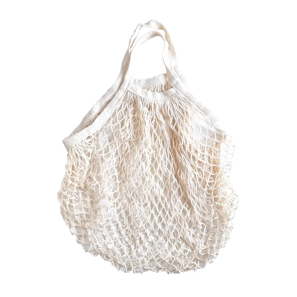 Organic Cotton - Reusable Grocery Mesh Shopping Bag - Beige