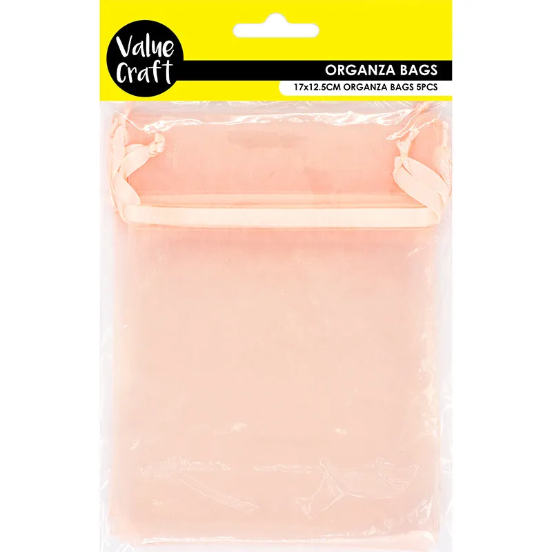 ORGANZA SMALL 17CM X 12.5CM PEACH 5PC