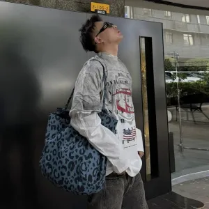 Oversized Leopard Print Tote Bag