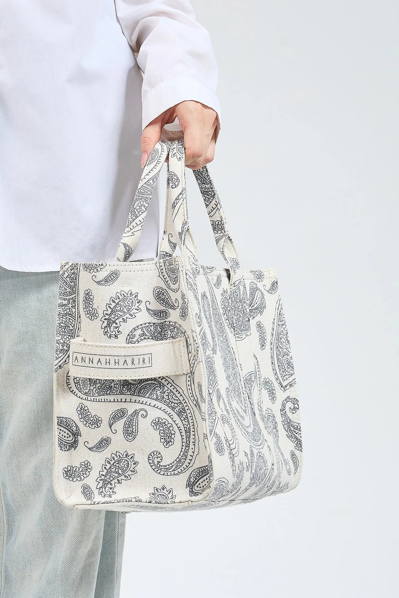 Paisley Print Canvas Tote with Adjustable Strap